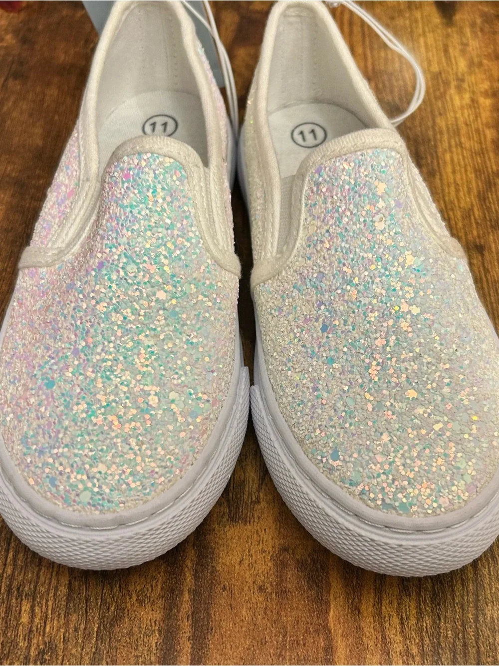 Toddler Madigan Slip-on Glitter Sneakers - Cat & Jack™ White Size 11T FLAWED